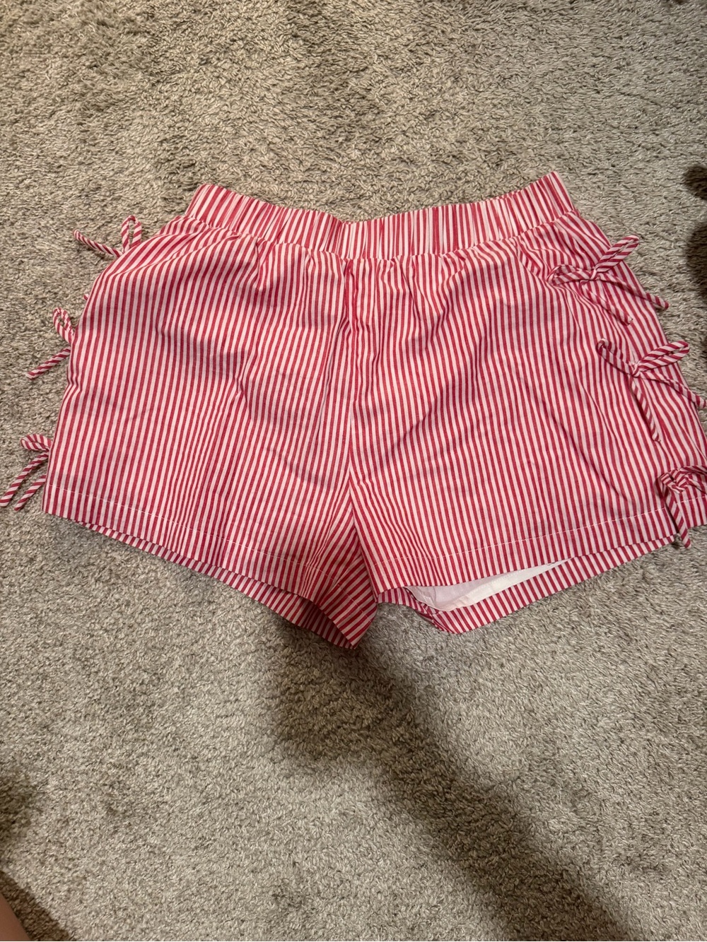 Striped Red Tie-Side Women’s Shorts